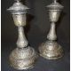 Pareja candeleros de plata con iniciales Isabel y Fernando, 1762