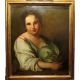 Óleo sobre lienzo Retrato de mujer joven con col seguidor de Jean-Baptiste Santerre, escuela napolitana siglo XVIII