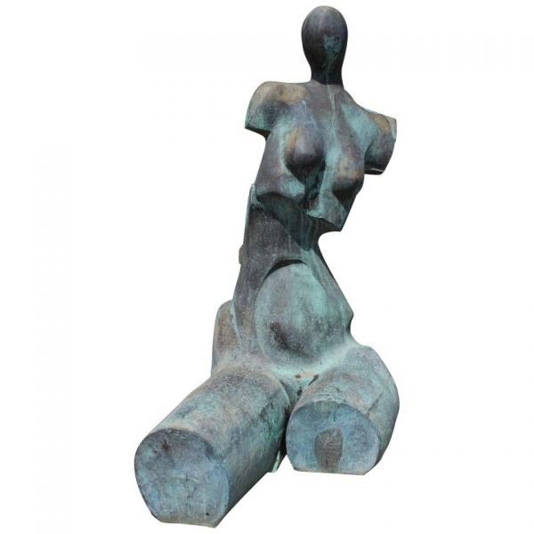 Escultura abstracta de bronce de los años 80 del cuerpo femenino. 