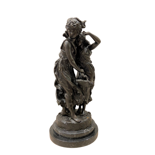Escultura, Grupo escultórico en bronce pavonado, Hyppolyte F. Moreau, s. XIX - Francia
