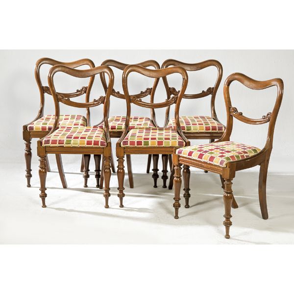Juego de seis sillas de caoba inglesas, siglo XIX