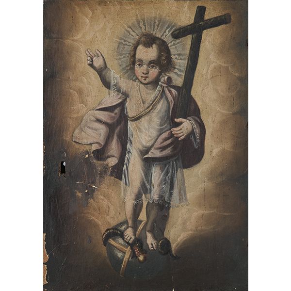 ESCUELA ESPAÑOLA S. XVII - Niño Jesús triunfante sobre la muerte (puerta de sagrario)