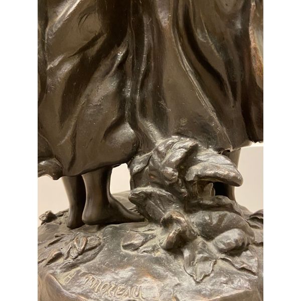 Escultura, Grupo escultórico en bronce pavonado, Hyppolyte F. Moreau, s. XIX - Francia
