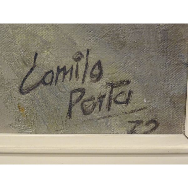 Óleo sobre lino de Camilo Porta, ”Puerto”, 1970