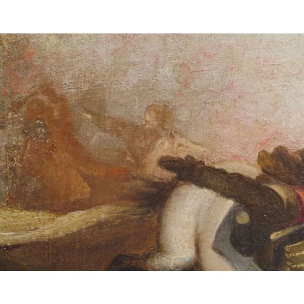 Pareja de óleos sobre lienzo Escenas de batallas atribuido a Juan de Toledo siglo XVII