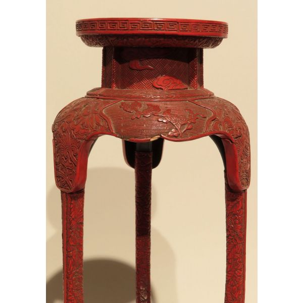 Peana de incensario oriental madera lacada con base de madera tallada China Qing siglo XIX