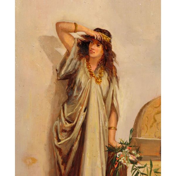 Óleo sobre tabla Mujer árabe firmado siglo XIX