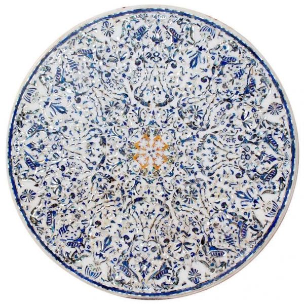 Tablero de mosaico de nácar y lapislázuli Pietre Dure Inlay