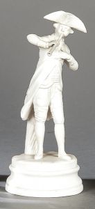 Figura de flautista sobre peana, en biscuit europeo, h. 1900