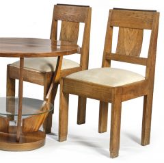 Pareja de sillas art decó, en madera de roble con asiento tapizado
Años 30
