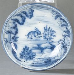 Cuenco de cerámica de Talavera, serie los pinos, siglo XVIII