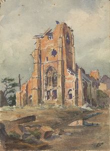ESCUELA ESPAÑOLA S. XIX - Iglesia en ruinas