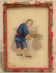 Acuarela sobre papel de arroz escenas costumbristas chinas con caja original Cantón China siglo XIX