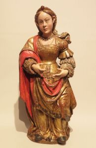 Talla en madera Santa o donante Burgos hacia 1510 